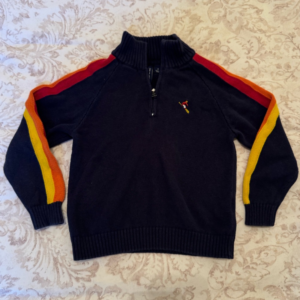 Janie and Jack Navy Sunset Sleeve Quarter Zip, 2T